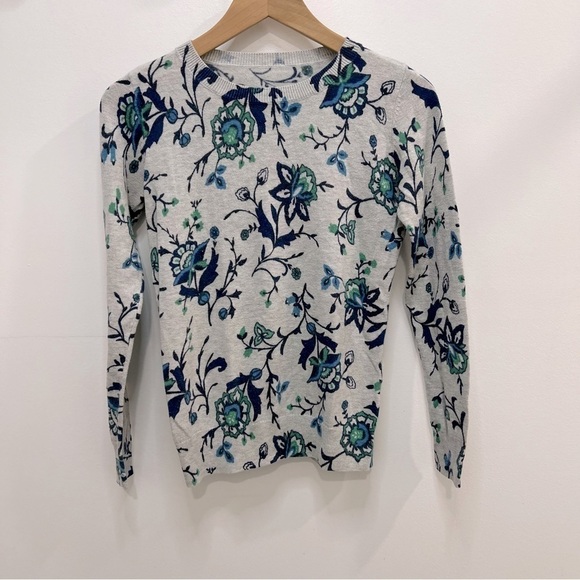 Sweaters - SMALL floral blue and green crewneck sweater